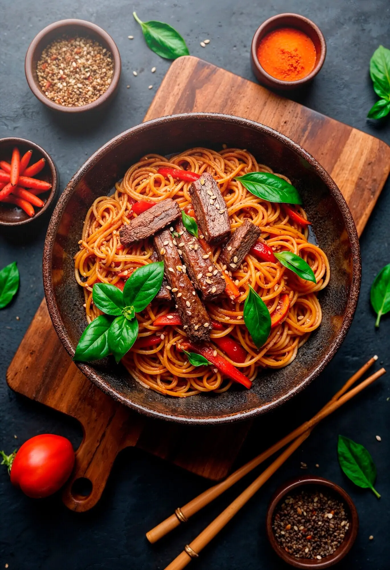 Leckere Spaghetti mit Rindfleisch
